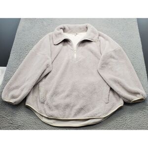 Express Jacket Mens‎ XL Gray Shearling Long Sleeve Pockets Quarter Zip Pullover